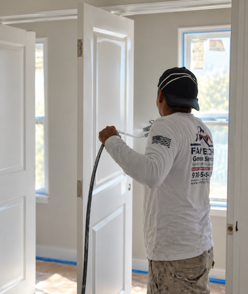Fantecelli painter spraying an interior door